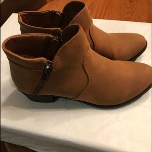American Rag microsuede bootie. 8.5, almond toe